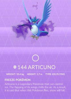 Articuno em Reides das Sombras 5 Estrelas no Pokémon GO