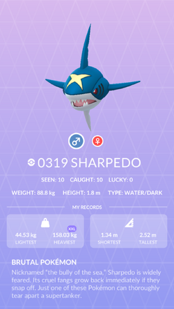 Mega Sharpedo, Pokédex