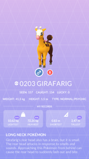 Girafarig Pokédex entry