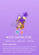 Growlithe Shadow Pokédex entry