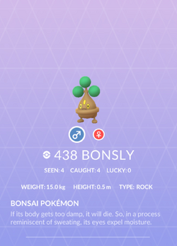 Bonsly - #438 -  Pokédex