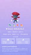 Weavile Pokédex entry