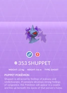 Shuppet Shadow Pokédex entry
