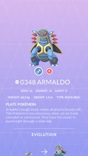 Armaldo Pokédex entry