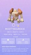 Regirock Pokédex entry