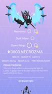 Dawn Wings Necrozma Pokédex entry