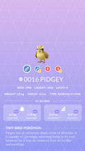 Pidgey Pokédex entry