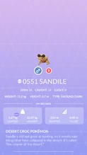 Sandile Pokédex entry