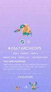 Archeops Pokédex entry