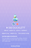 Ducklett Pokédex entry