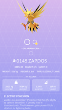 Zapdos Pokédex entry