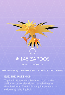 0145 Zapdos Galarian - Pokemon Go - Registered / Unregistered