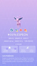 Espeon Pokédex entry