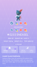 Sneasel Pokédex entry