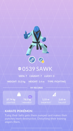 Sawk, Wiki Pokédex