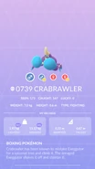 Crabrawler Pokédex entry