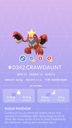 Crawdaunt - #0342 -  Pokédex