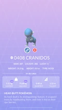 Cranidos Pokédex entry