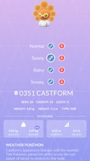 Sunny Castform Pokédex entry