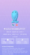 Wobbuffet Pokédex entry