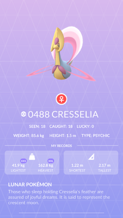 Pokemon 488 Cresselia Pokedex: Evolution, Moves, Location, Stats