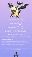 Dusk Mane Necrozma Pokédex entry