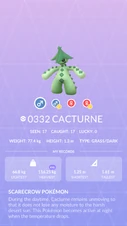 Cacturne Pokédex entry