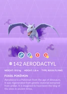 Aerodactyl Shadow Pokédex entry
