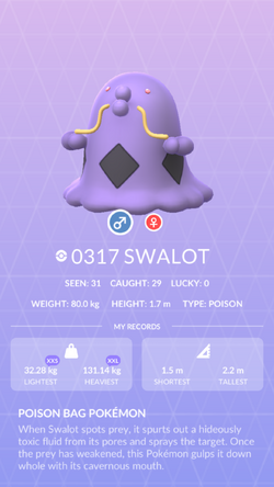 Pokemon 317 Swalot Pokedex: Evolution, Moves, Location, Stats