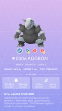 Aggron Pokédex entry