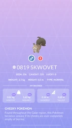 Skwovet Pokédex entry