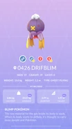 Drifblim Pokédex entry