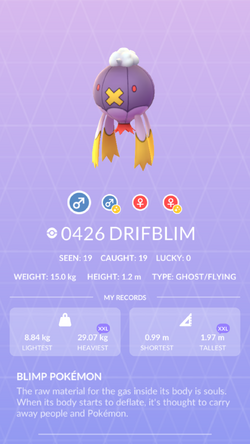 Pokemon 426 Drifblim Pokedex: Evolution, Moves, Location, Stats