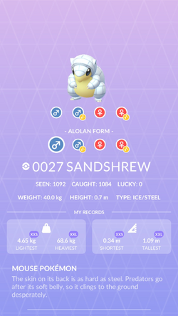 Pokemon 16027 Alolan Sandshrew Pokedex: Evolution, Moves, Location