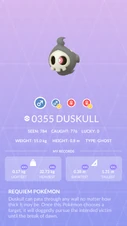 Duskull Pokédex entry
