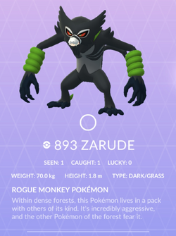In the jungle, the mighty jungle.. Zarude debuts in PokémonGO! :  r/TheSilphRoad