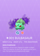 Bulbasaur Shadow Pokédex entry