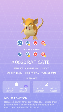 Pokemon 16020 Alolan Raticate Pokedex: Evolution, Moves, Location