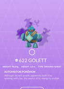 Golett Shadow Pokédex entry