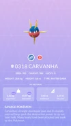 Carvanha Pokédex entry