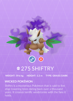 Pokemon 2275 Shiny Shiftry Pokedex: Evolution, Moves, Location, Stats