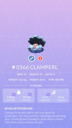 Pokemon 366 Clamperl Pokedex: Evolution, Moves, Location, Stats