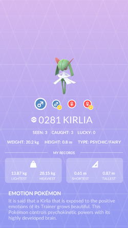 Kirlia, Pokémon GO Wiki