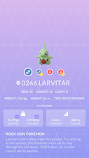 Larvitar Pokédex entry