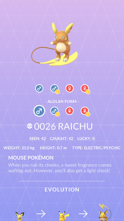 Pokemon 16026 Alolan Raichu Pokedex: Evolution, Moves, Location, Stats