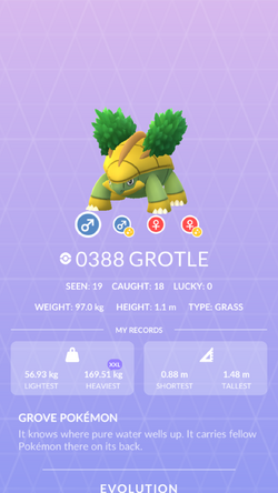 Pokemon 388 Grotle Pokedex: Evolution, Moves, Location, Stats