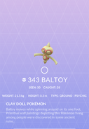 Baltoy Pokédex entry