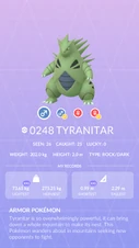 Tyranitar Pokédex entry