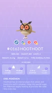 Hoothoot Pokédex entry