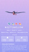 Swellow Pokédex entry
